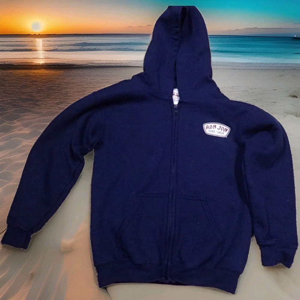 Ron Jon‎ Surf Shop Zip Hoodie Kids Small Navy Blue Excellent Graphic Sweatshirt